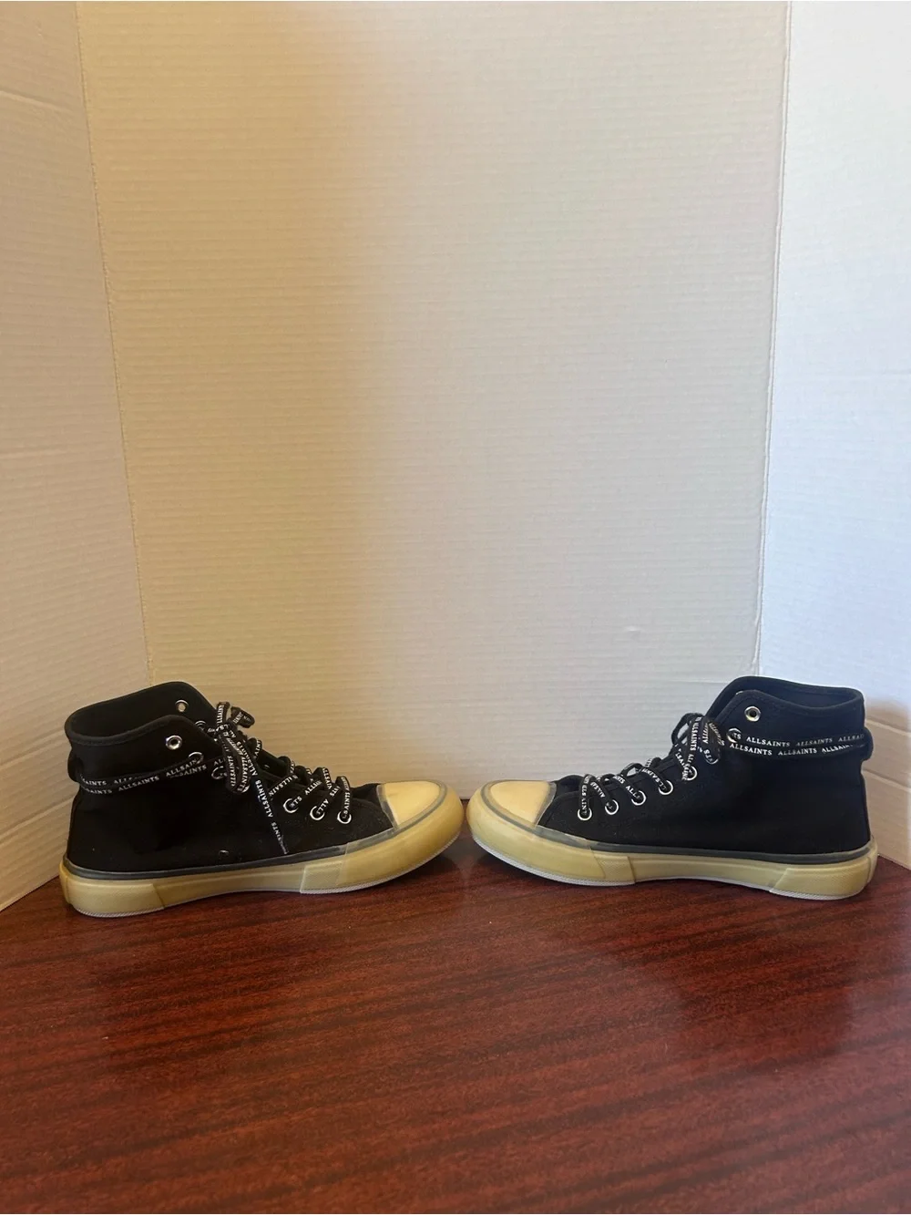 AllSaints Black High-Top Sneakers with Gum-Toe Cap